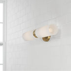 Capital Lighting 651721AD Aged Brass 5''w X 20.50''h 2-light Cylindrical Linear Bath Bar Sconce In Aged Brass With Faux Alabaster Glass Image 4