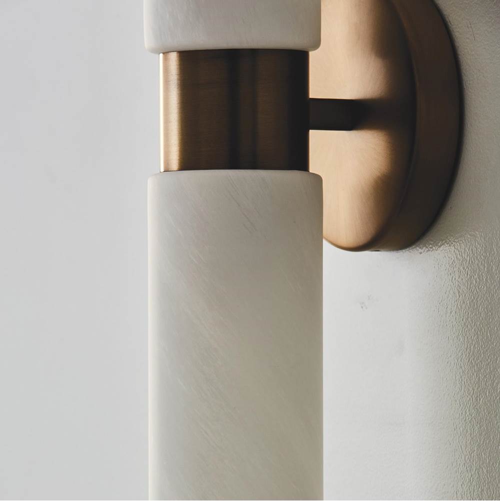 Capital Lighting 651721AD Aged Brass 5''w X 20.50''h 2-light Cylindrical Linear Bath Bar Sconce In Aged Brass With Faux Alabaster Glass Image 8