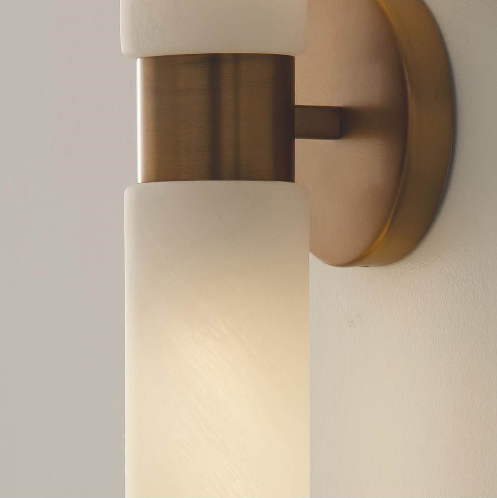 Capital Lighting 651721AD Aged Brass 5''w X 20.50''h 2-light Cylindrical Linear Bath Bar Sconce In Aged Brass With Faux Alabaster Glass Image 9