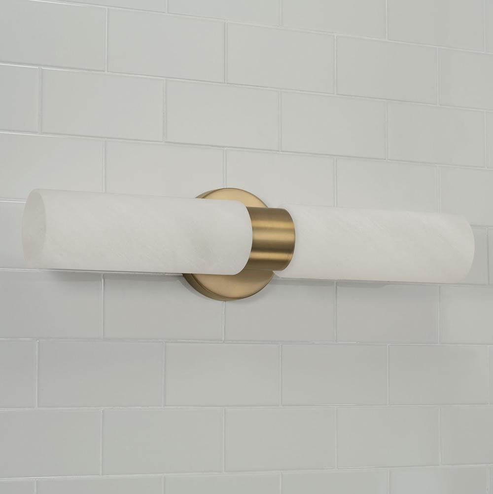 Capital Lighting 651721AD Aged Brass 5''w X 20.50''h 2-light Cylindrical Linear Bath Bar Sconce In Aged Brass With Faux Alabaster Glass Image 7
