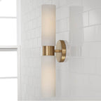 Capital Lighting 651721AD Aged Brass 5''w X 20.50''h 2-light Cylindrical Linear Bath Bar Sconce In Aged Brass With Faux Alabaster Glass Image 5