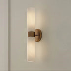 Capital Lighting Alyssa 5''w X 20.50''h 2-light Cylindrical Linear Bath Bar Sconce In Aged Brass With Faux Alabaster Glass