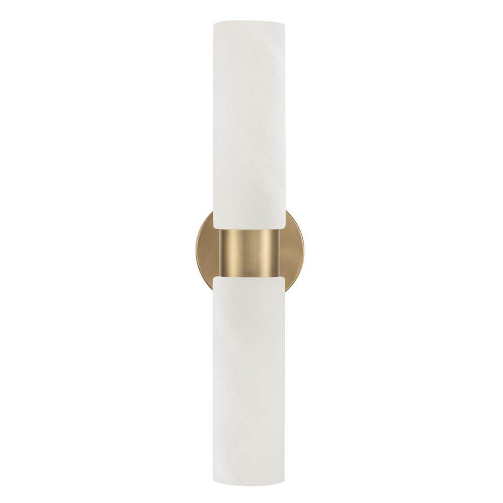 Capital Lighting 651721AD Aged Brass 5''w X 20.50''h 2-light Cylindrical Linear Bath Bar Sconce In Aged Brass With Faux Alabaster Glass Image 3