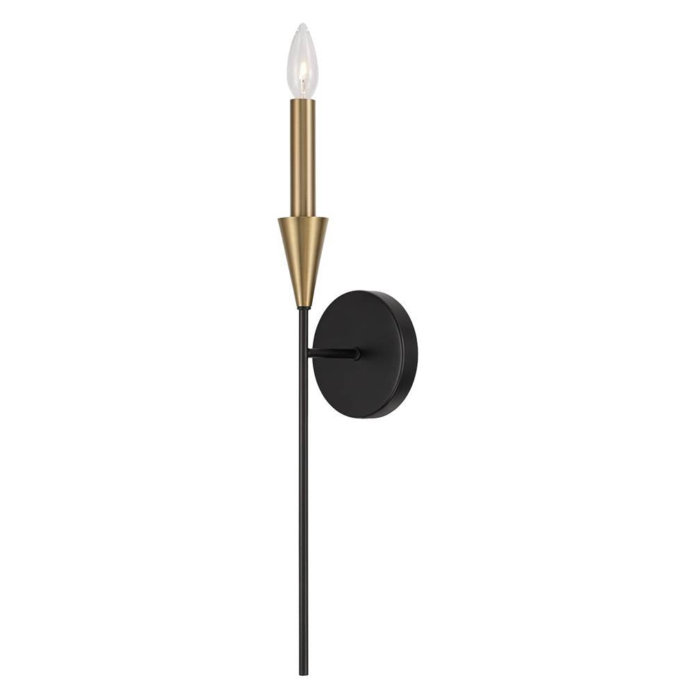 Capital Lighting 651911AB Aged Brass,Black 5''w X 22.25''h 1-light Sconce In Black And Aged Brass With Interchangeable White Or Aged Brass Candle Sleeve Image 1