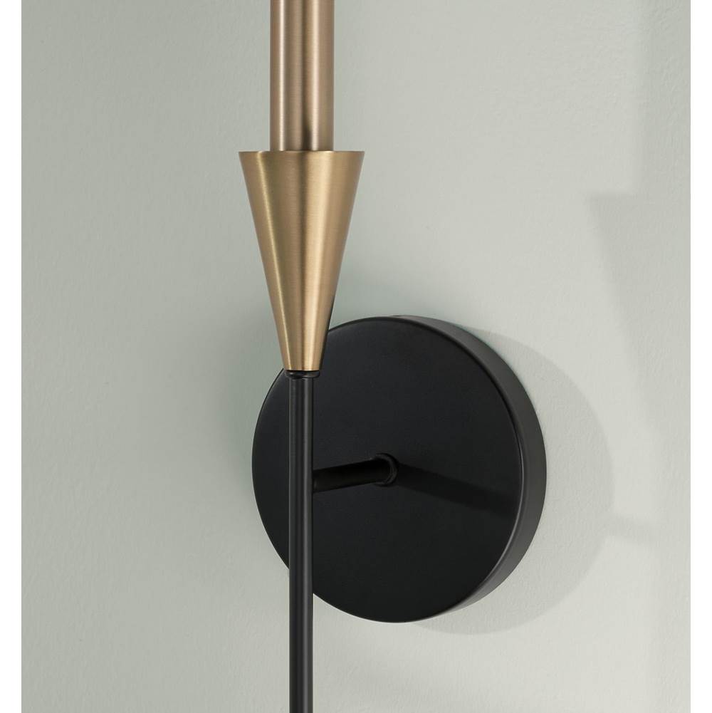 Capital Lighting 651911AB Aged Brass,Black 5''w X 22.25''h 1-light Sconce In Black And Aged Brass With Interchangeable White Or Aged Brass Candle Sleeve Image 6