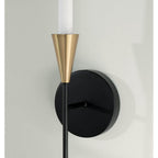 Capital Lighting 651911AB Aged Brass,Black 5''w X 22.25''h 1-light Sconce In Black And Aged Brass With Interchangeable White Or Aged Brass Candle Sleeve Image 3