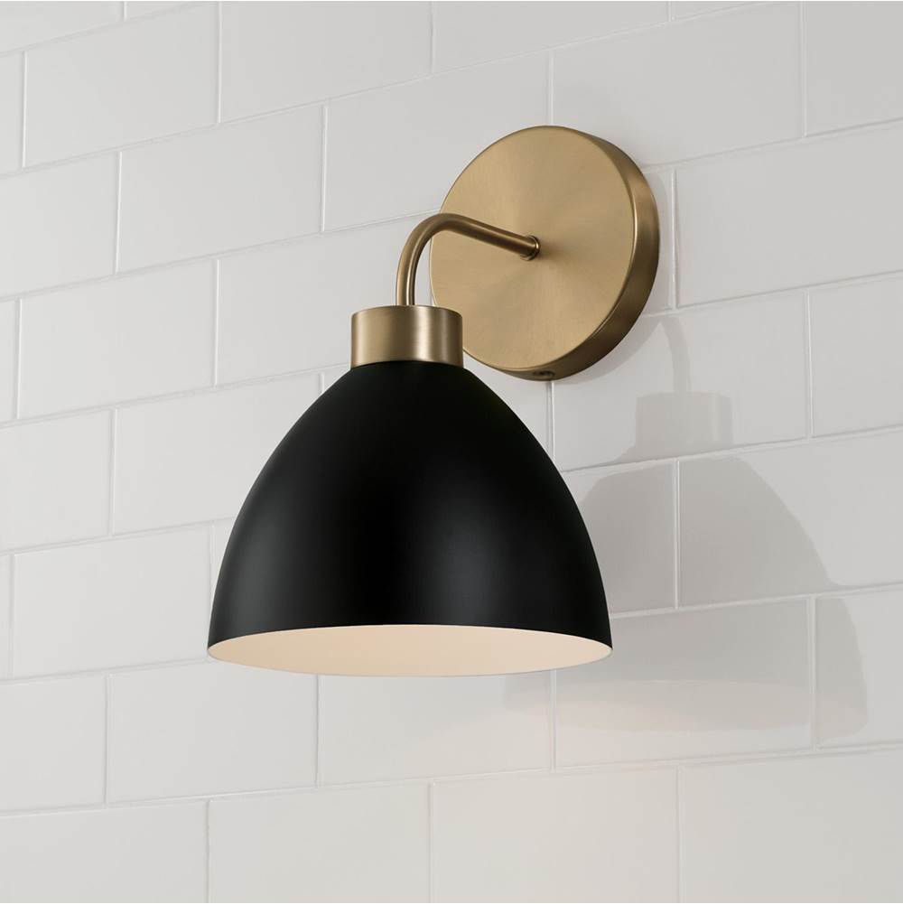 Capital Lighting Ross 7.50''w X 11''h 1-light Sconce In Aged Brass And Black