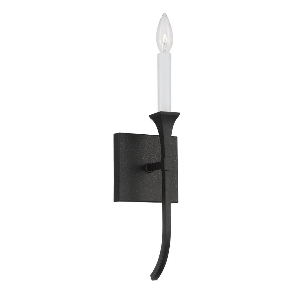 Capital Lighting 652311BI Black Iron 5''w X 16.25''h 1-light Sconce In Black Iron With Interchangeable White Or Black Iron Candle Sleeve Image 1