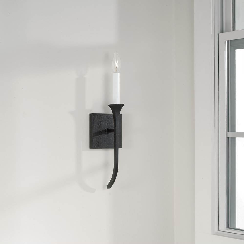 Capital Lighting Decklan 5''w X 16.25''h 1-light Sconce In Black Iron With Interchangeable White Or Black Iron Candle Sleeve
