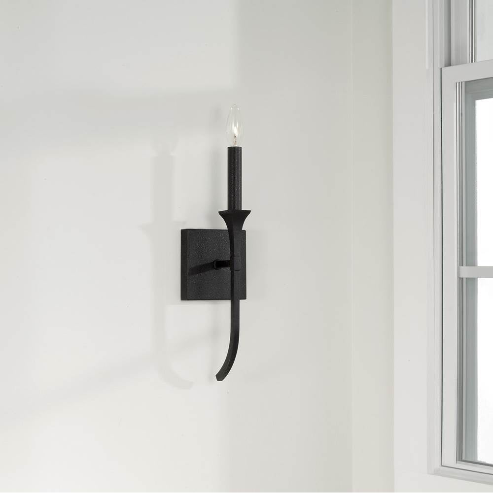Capital Lighting 652311BI Black Iron 5''w X 16.25''h 1-light Sconce In Black Iron With Interchangeable White Or Black Iron Candle Sleeve Image 3