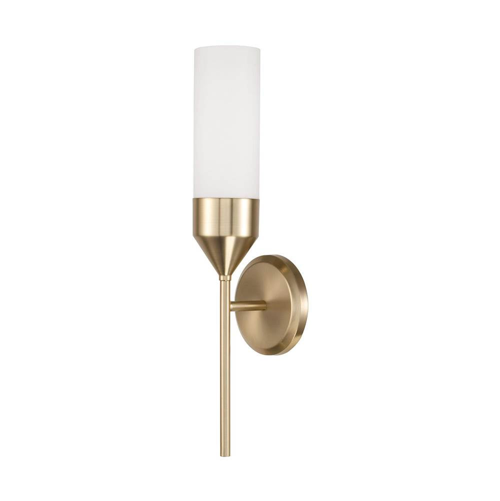 Capital Lighting 652411MA Matte Brass 5''w X 19.75''h 1-light Cylindrical Sconce In Matte Brass With Soft White Glass Image 1
