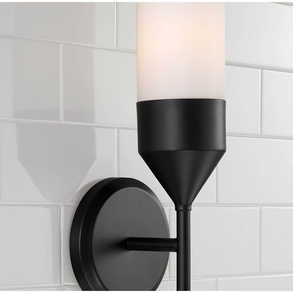 Capital Lighting 652411MB Matte Black 5''w X 19.75''h 1-light Cylindrical Sconce In Matte Black With Soft White Glass Image 5