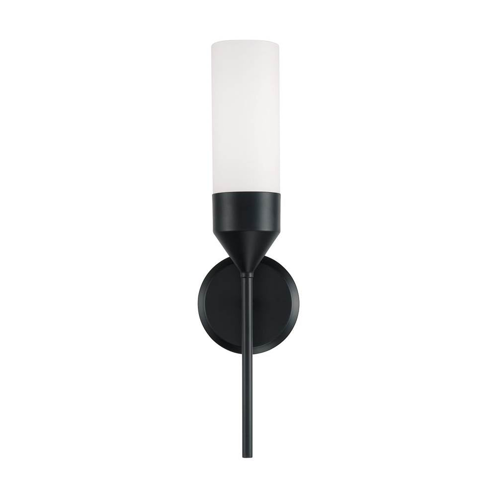Capital Lighting 652411MB Matte Black 5''w X 19.75''h 1-light Cylindrical Sconce In Matte Black With Soft White Glass Image 4