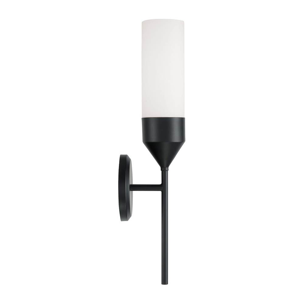 Capital Lighting 652411MB Matte Black 5''w X 19.75''h 1-light Cylindrical Sconce In Matte Black With Soft White Glass Image 3