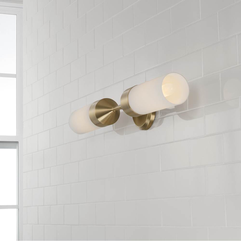 Capital Lighting 652421MA Matte Brass 25''w X 5''h 2-light Cylindrical Sconce In Matte Brass With Soft White Glass Image 5