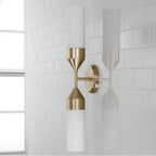 Capital Lighting Devon 25''w X 5''h 2-light Cylindrical Sconce In Matte Brass With Soft White Glass