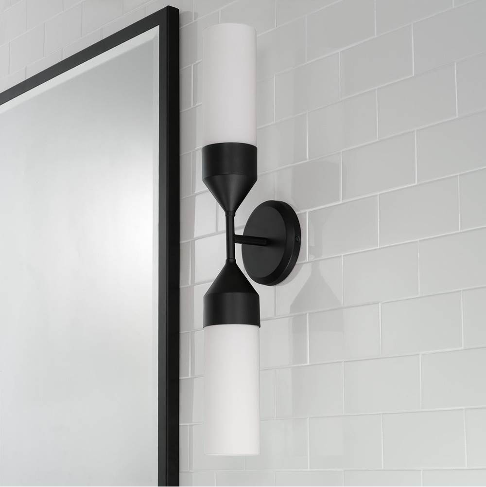 Capital Lighting Devon 25''w X 5''h 2-light Cylindrical Sconce In Matte Brass With Soft White Glass