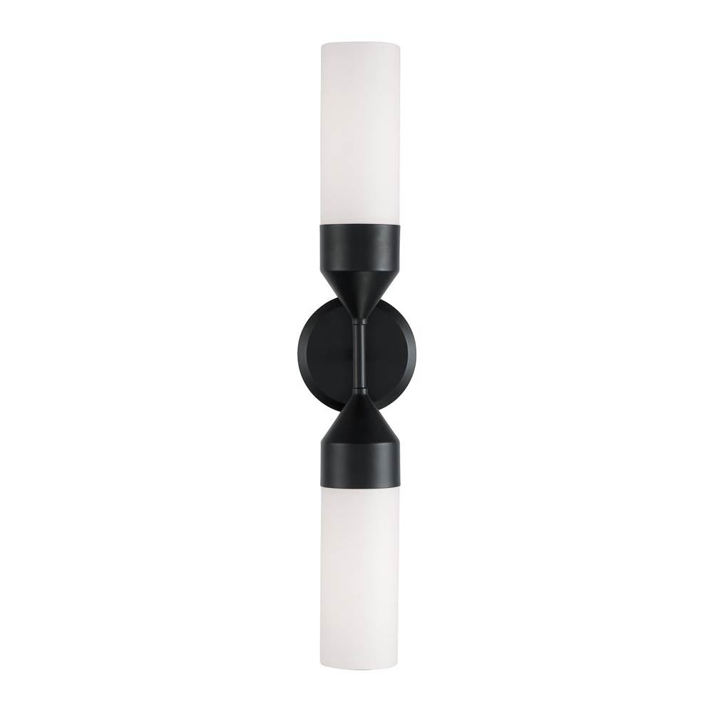 Capital Lighting 652421MB Matte Black 25''w X 5''h 2-light Cylindrical Sconce In Matte Black With Soft White Glass Image 4