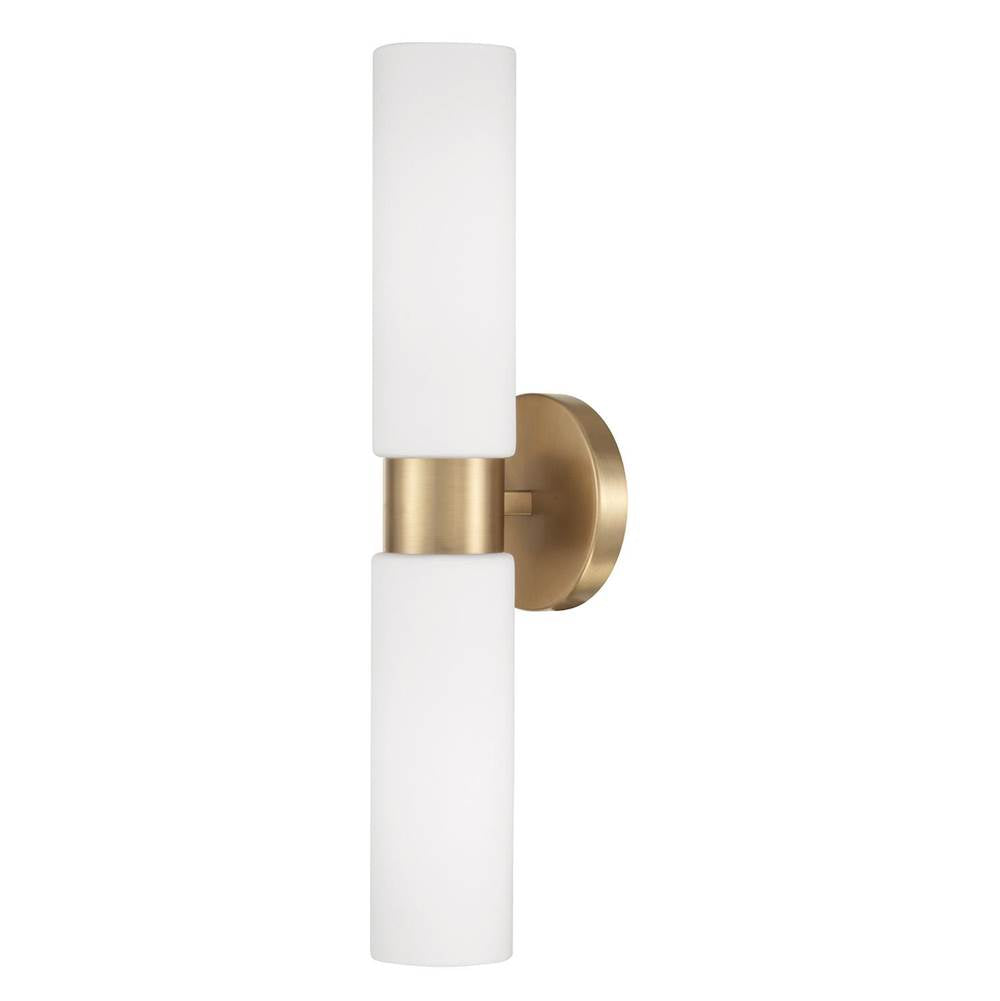 Capital Lighting 652621AD Aged Brass 5''w X 20.50''h 2-light Dual Linear Sconce Bath Bar In Aged Brass With Soft White Glass Image 1