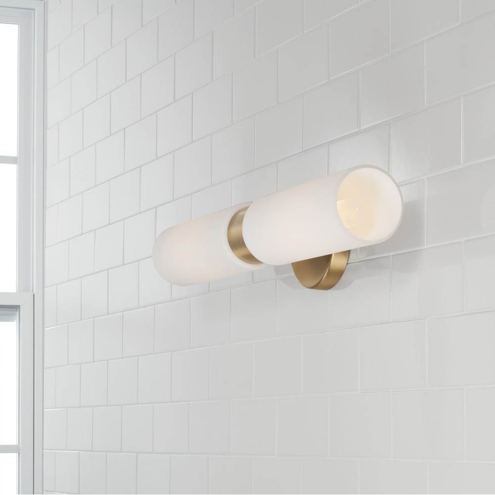 Capital Lighting 652621AD Aged Brass 5''w X 20.50''h 2-light Dual Linear Sconce Bath Bar In Aged Brass With Soft White Glass Image 5