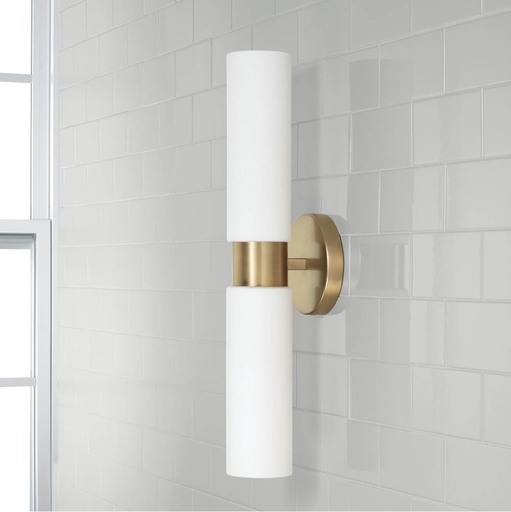 Capital Lighting 652621AD Aged Brass 5''w X 20.50''h 2-light Dual Linear Sconce Bath Bar In Aged Brass With Soft White Glass Image 6