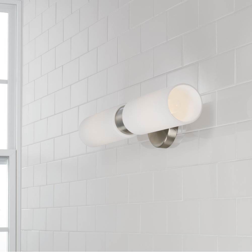 Capital Lighting 652621BN Brushed Nickel 5''w X 20.50''h 2-light Dual Linear Sconce Bath Bar In Brushed Nickel With Soft White Glass Image 5