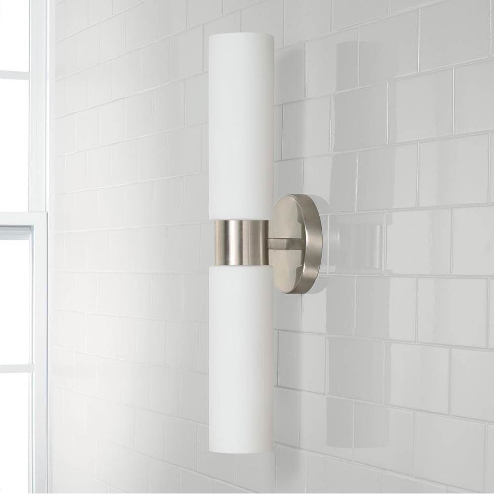 Capital Lighting Theo 5''w X 20.50''h 2-light Dual Linear Sconce Bath Bar In Aged Brass With Soft White Glass