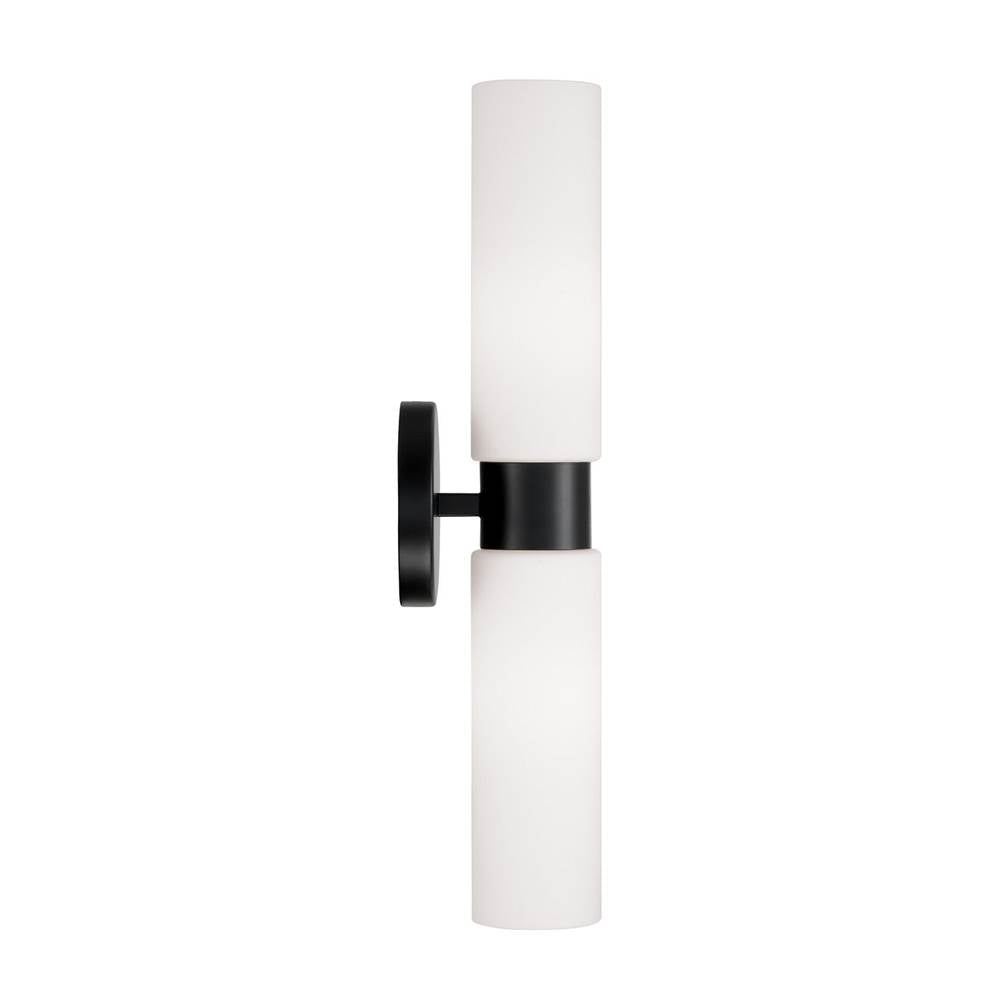 Capital Lighting 652621MB Matte Black 5''w X 20.50''h 2-light Dual Linear Sconce Bath Bar In Matte Black With Soft White Glass Image 3