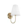 Capital Lighting 652711MA Matte Brass 7.50''w X 14''h 1-light Sconce In Matte Brass With Tapered White Fabric Shade And Glass Diffuser Image 1