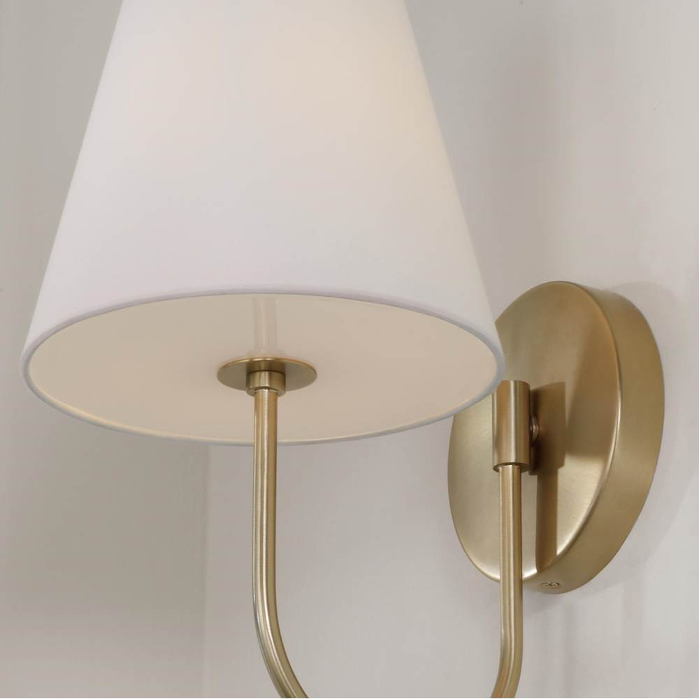 Capital Lighting 652711MA Matte Brass 7.50''w X 14''h 1-light Sconce In Matte Brass With Tapered White Fabric Shade And Glass Diffuser Image 4