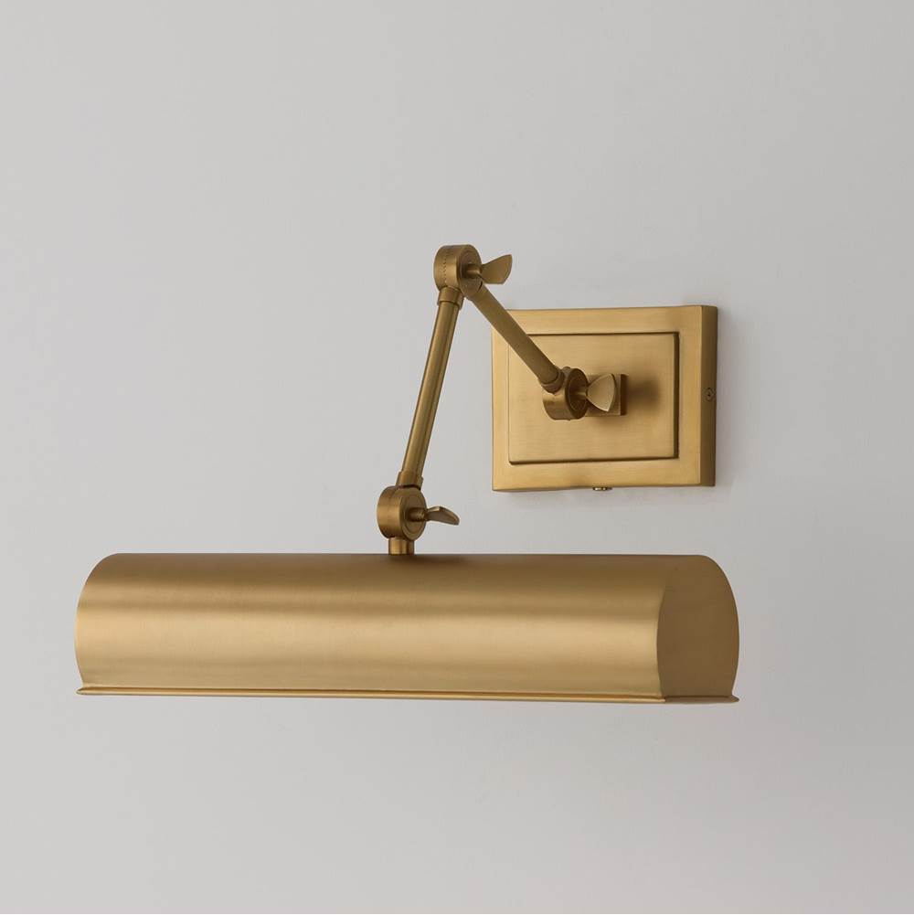 Capital Lighting Alastair 4''h X 16''w Adjustable Pivoting Picture Light Wall Sconce In Aged Brass With Optional Plug-in And Cord Cover
