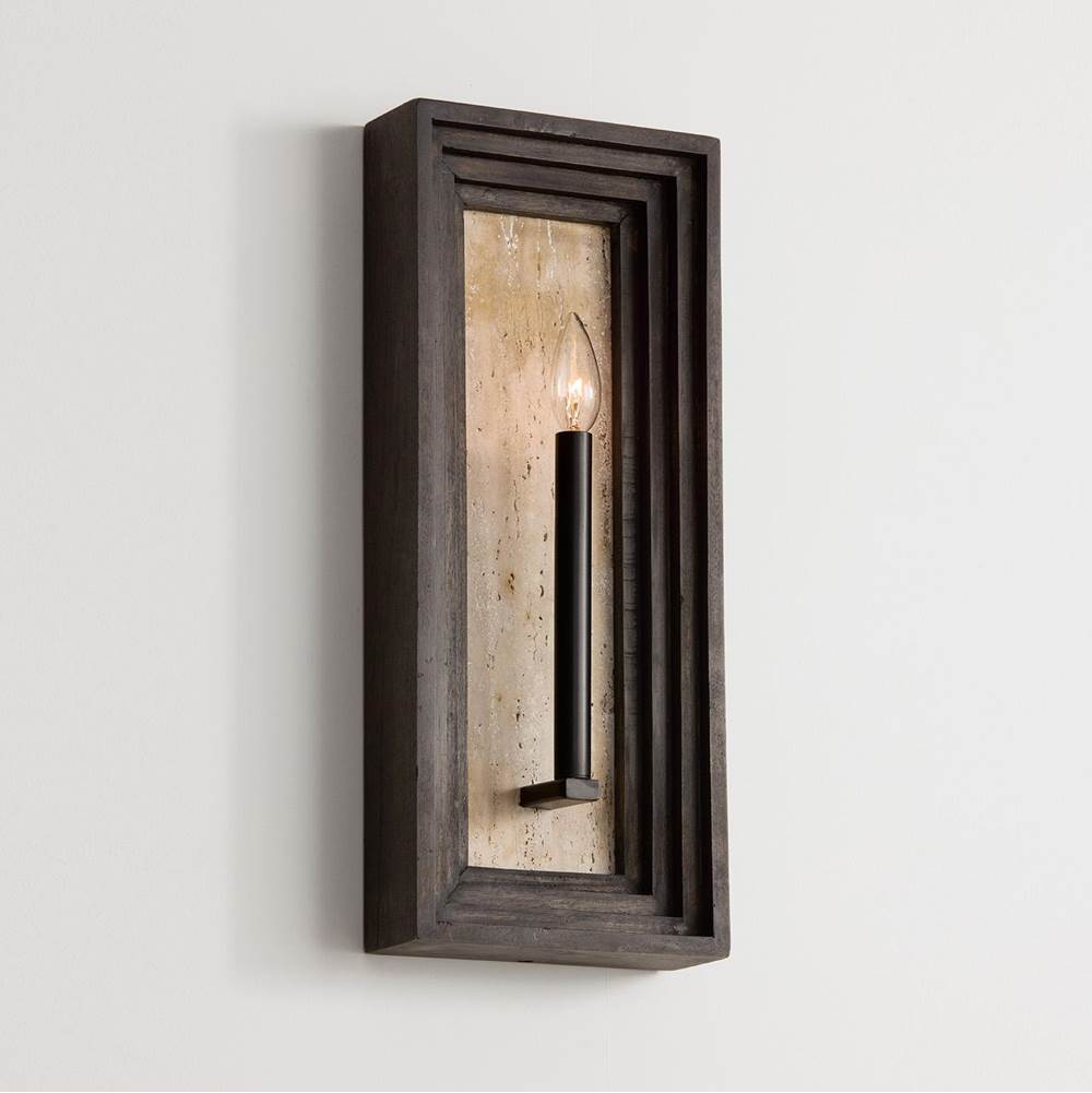 Capital Lighting Dunn 8.5'' W X 20'' H 1-light Candle Sconce In Matte Black And Handcrafted Mango Wood In Espresso Stain