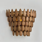 Capital Lighting Ravi 11.5'' H X 13.5'' W 1-light Flush Mount Sconce In Hand-distressed Patinaed Brass And Handcrafted Mango Wood