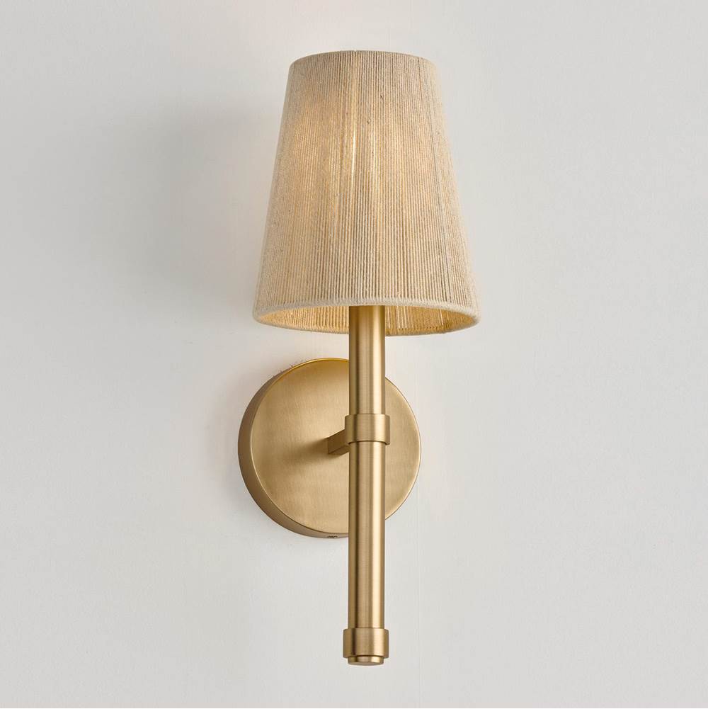 Capital Lighting Mira 5'' W X 14'' H 1-light Wallchiere Sconce In Matte Brass With Tapered Bleached Natural Rope Shade