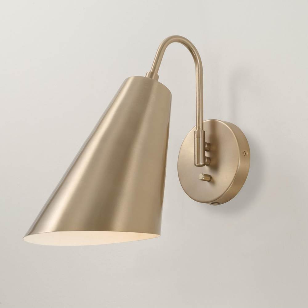Capital Lighting Leo 12.75'' H X 6.75'' W 1-light Modern Swing Arm Sconce In Matte Brass With Painted White Interior