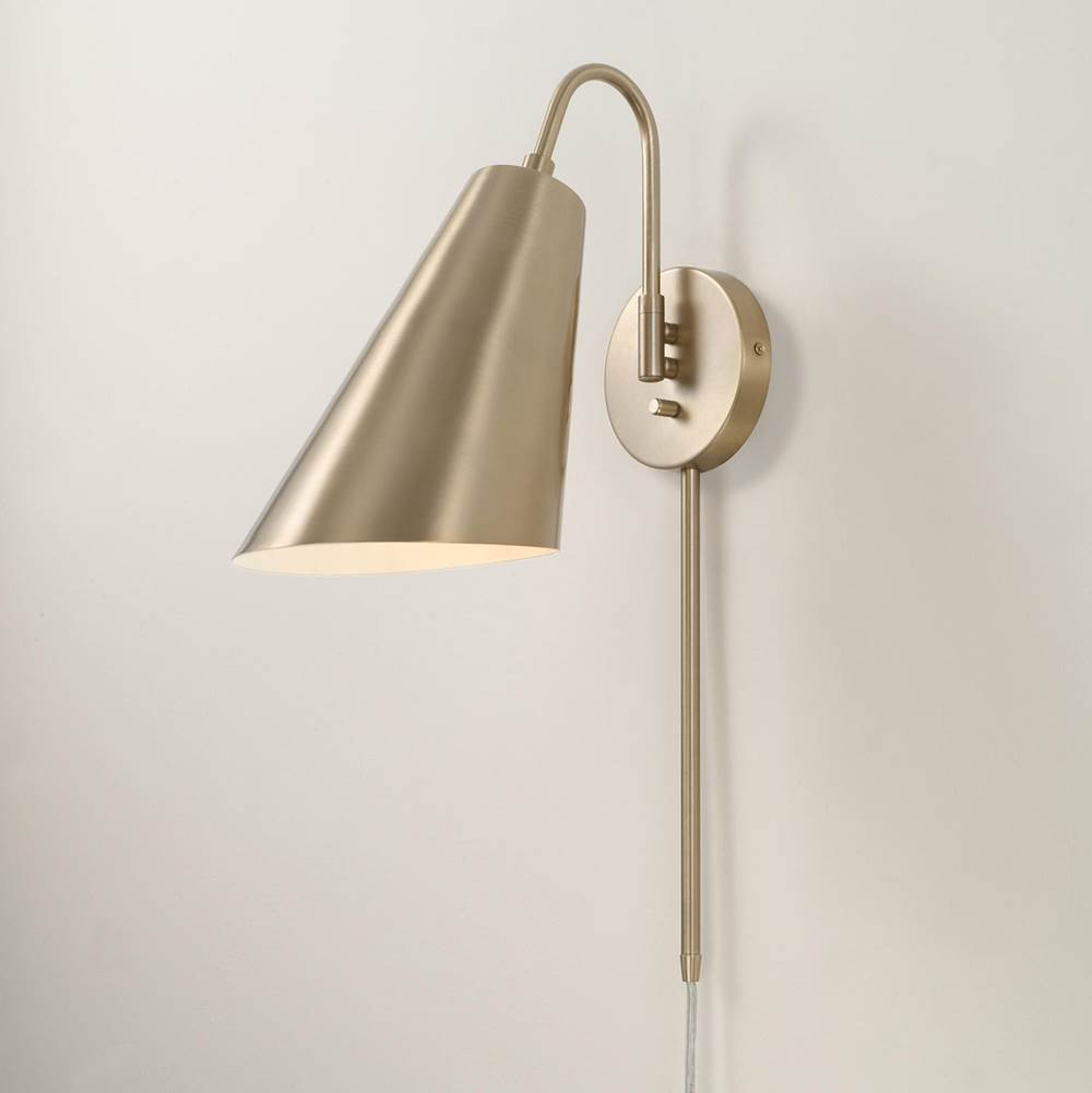 Capital Lighting 654911MA Matte Brass 12.75'' H X 6.75'' W 1-light Modern Swing Arm Sconce In Matte Brass With Painted White Interior Image 2