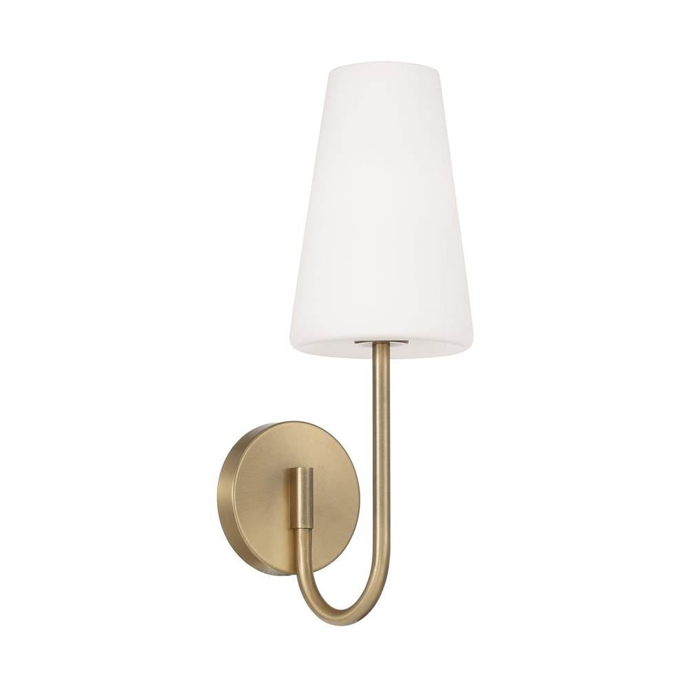 Capital Lighting 655211AD-550 Aged Brass 5.75'' W X 17.25'' H 1-light Armed Sconce In Aged Brass With Tapered Soft White Glass Image 1