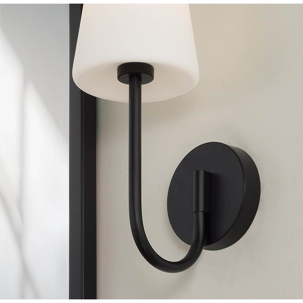 Capital Lighting 655211MB-550 Matte Black 5.75'' W X 17.25'' H 1-light Armed Sconce In Matte Black With Tapered Soft White Glass Image 5