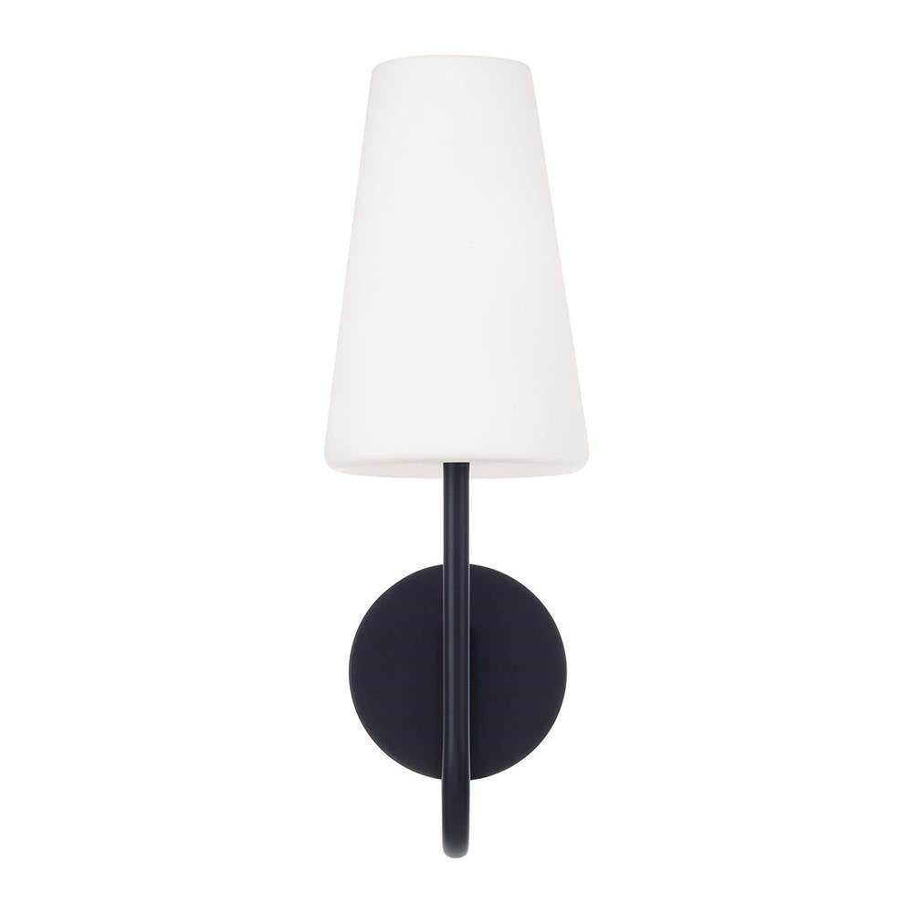 Capital Lighting 655211MB-550 Matte Black 5.75'' W X 17.25'' H 1-light Armed Sconce In Matte Black With Tapered Soft White Glass Image 4
