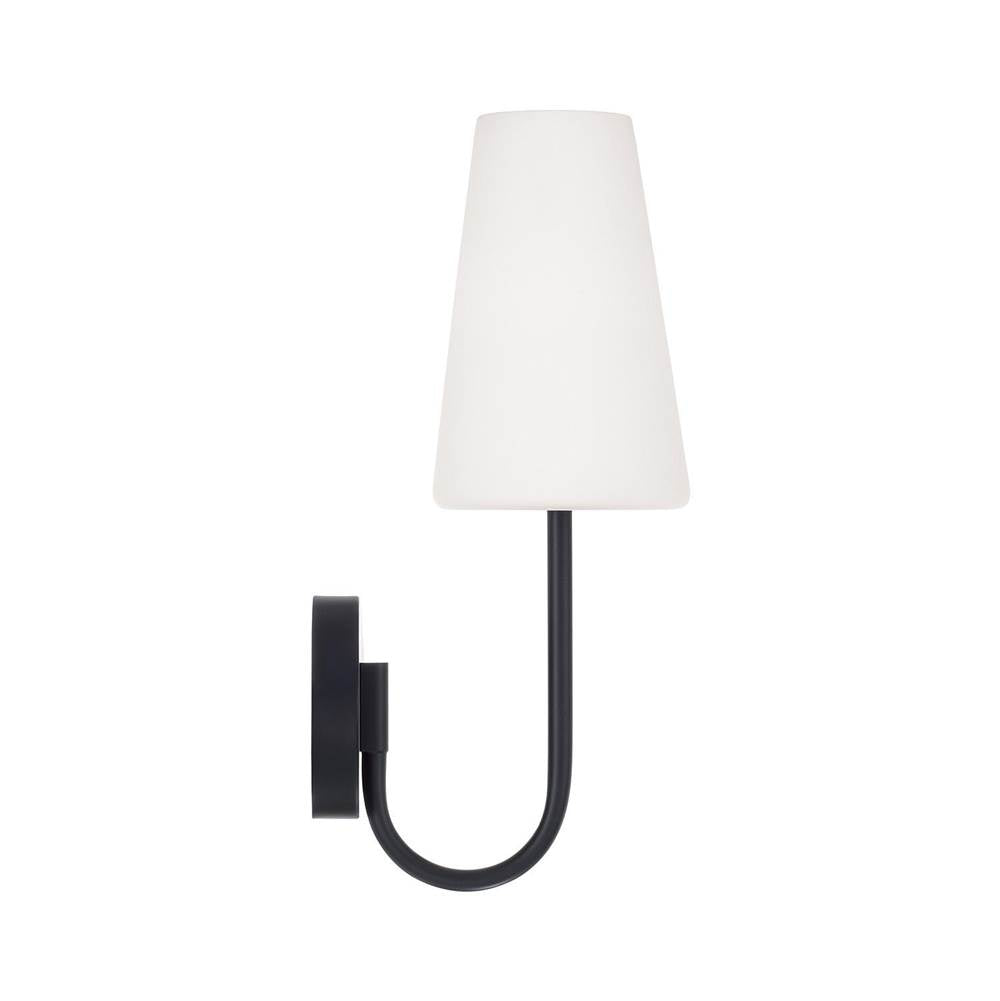 Capital Lighting 655211MB-550 Matte Black 5.75'' W X 17.25'' H 1-light Armed Sconce In Matte Black With Tapered Soft White Glass Image 3