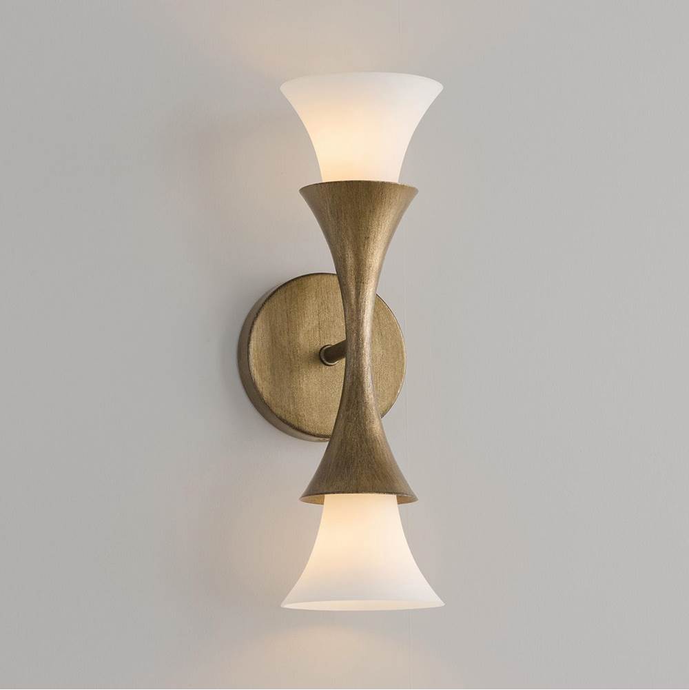 Capital Lighting Nola 5'' W X 15'' H 2-light Sconce In Mystic Luster With Soft White Glass