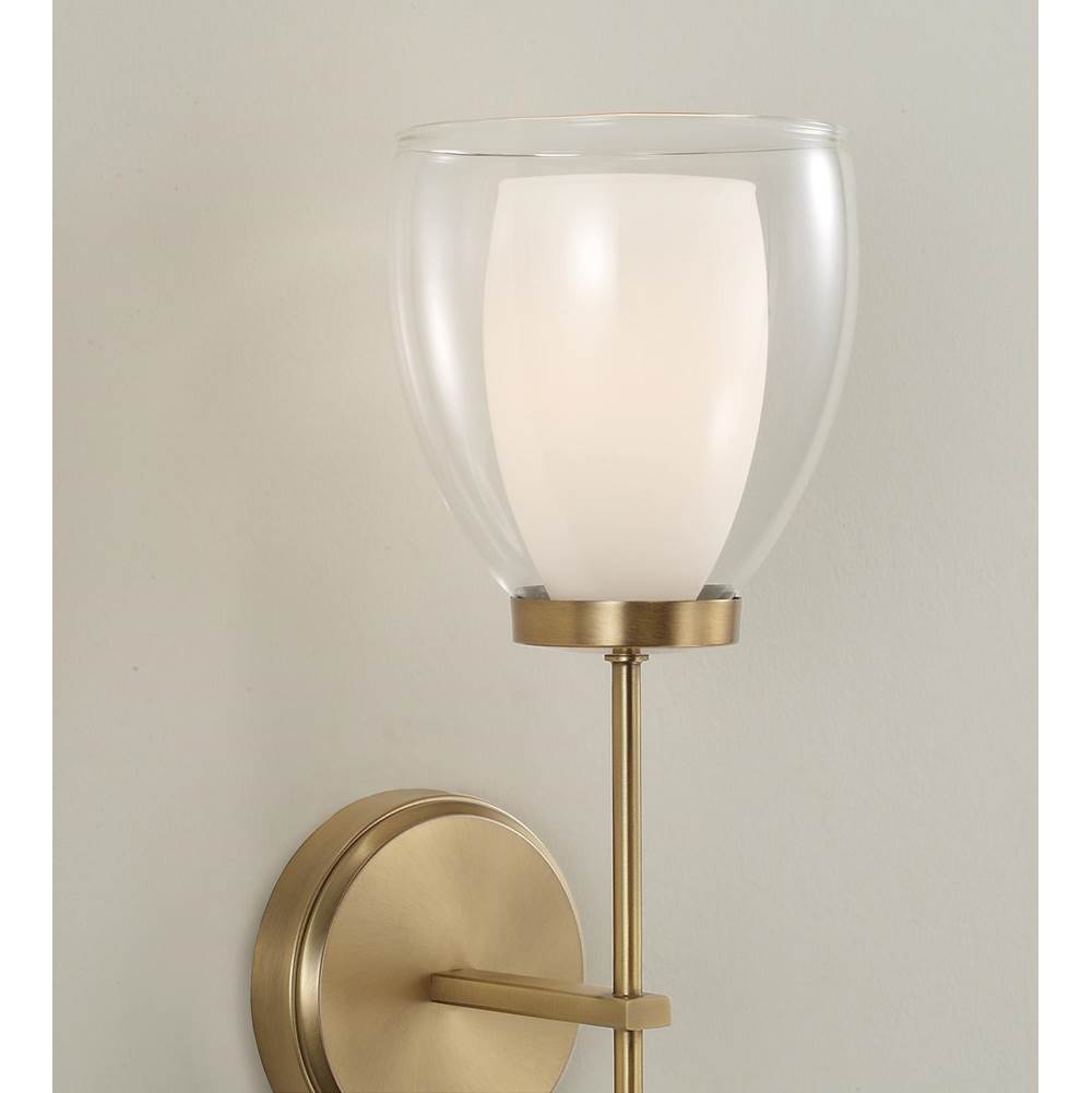 Capital Lighting 655911AD Aged Brass 6.25'' W X 20'' H 1-light Wallchiere Sconce In Aged Brass With Layered White And Clear Glass Image 4