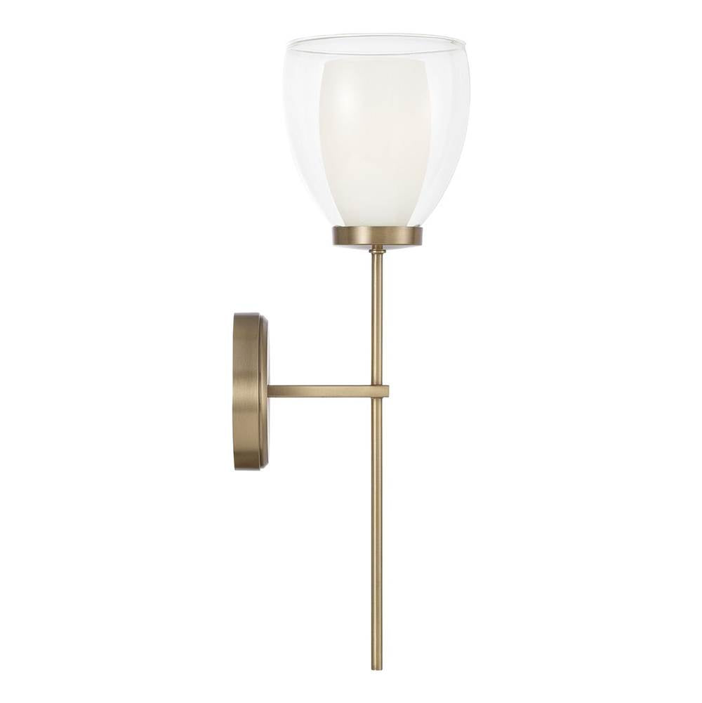 Capital Lighting 655911AD Aged Brass 6.25'' W X 20'' H 1-light Wallchiere Sconce In Aged Brass With Layered White And Clear Glass Image 2