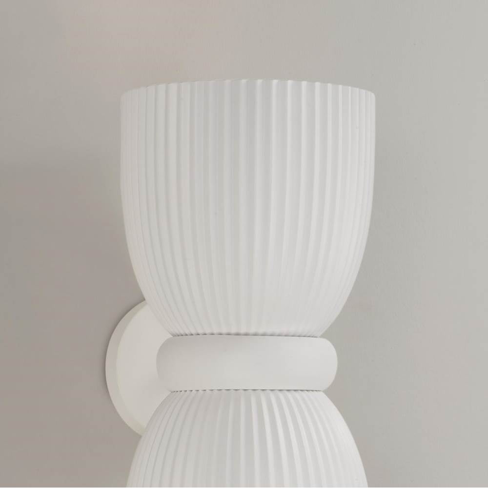 Capital Lighting 656121CE Ceramic White 8'' W X 16.75'' H 2-light Handcrafted Fluted Ceramic Sconce In Matte White Image 6