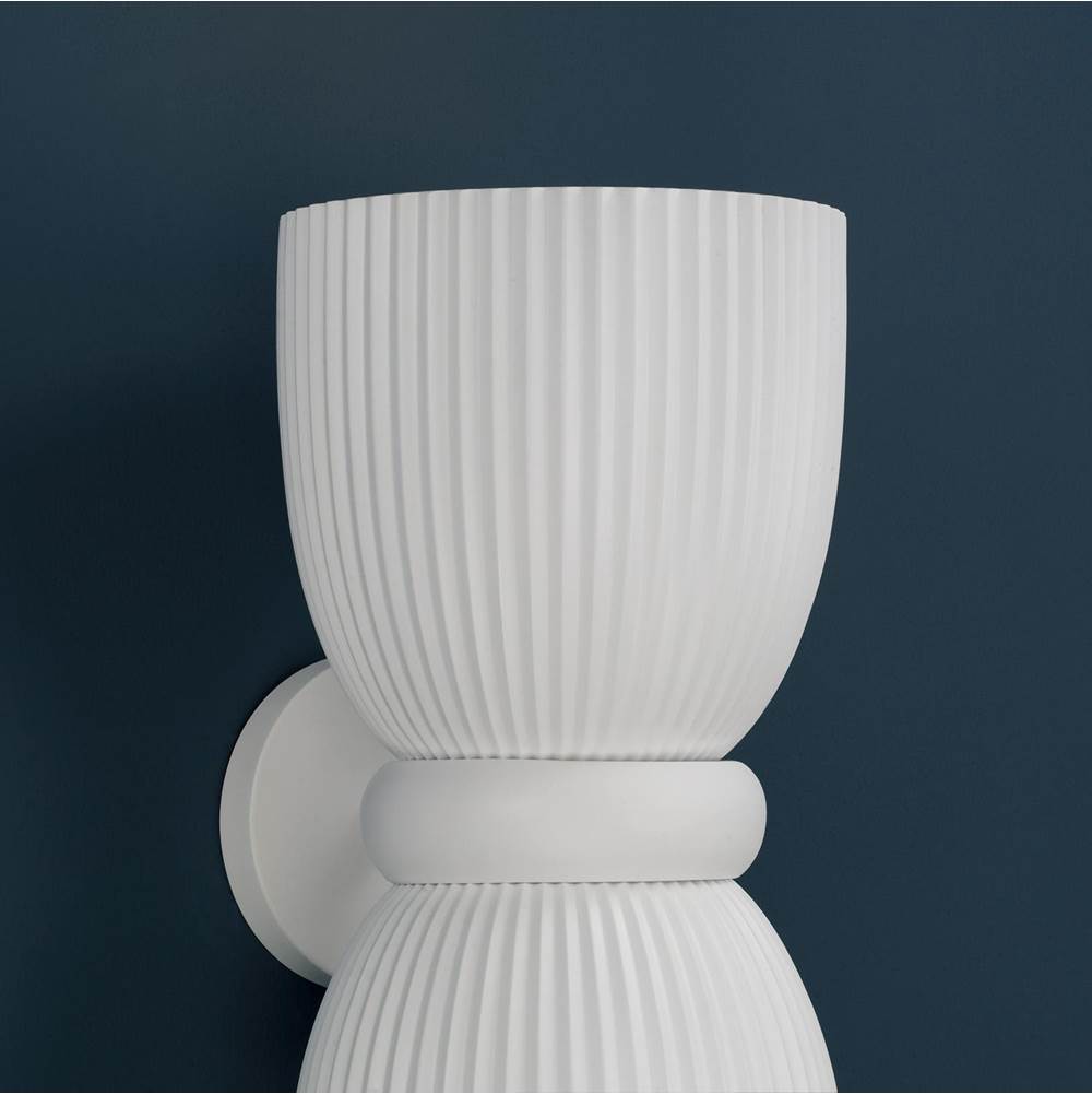 Capital Lighting 656121CE Ceramic White 8'' W X 16.75'' H 2-light Handcrafted Fluted Ceramic Sconce In Matte White Image 3