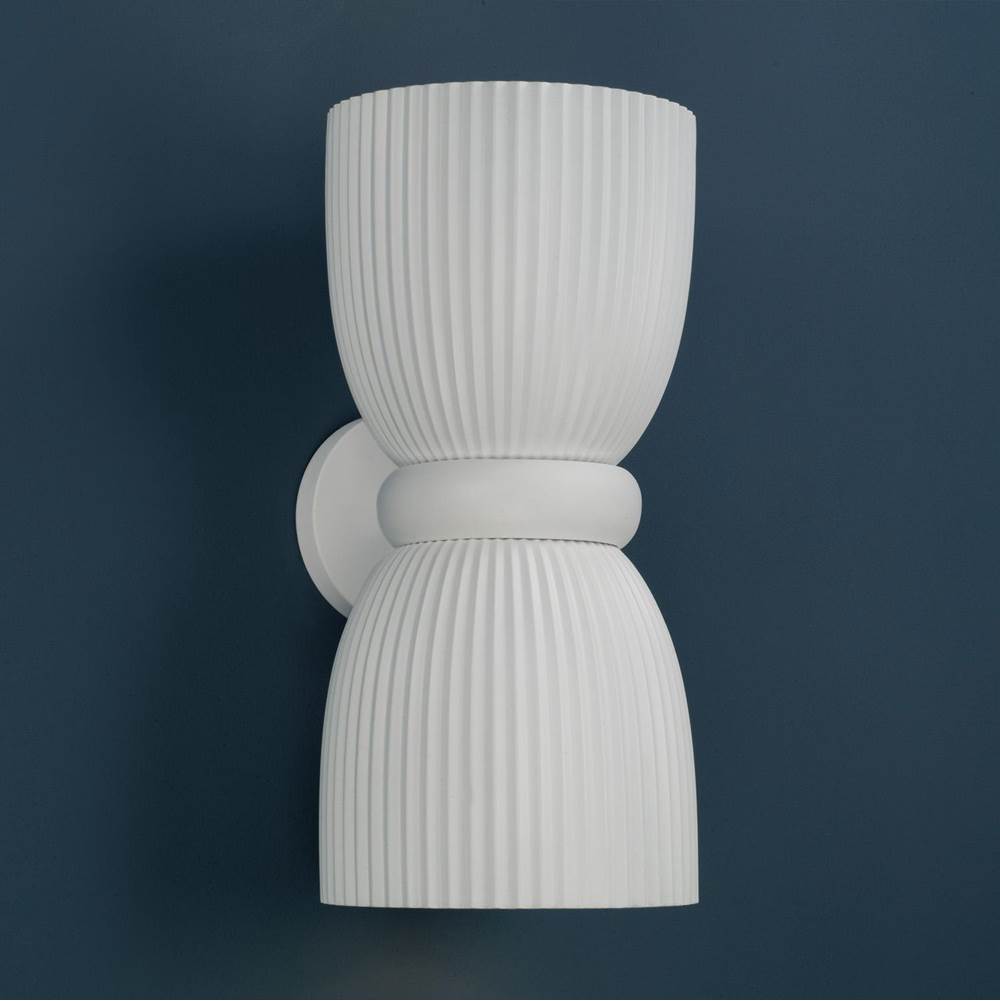 Capital Lighting 656121CE Ceramic White 8'' W X 16.75'' H 2-light Handcrafted Fluted Ceramic Sconce In Matte White Image 2
