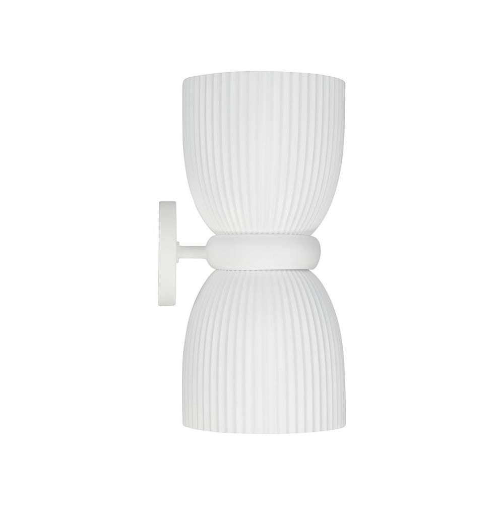 Capital Lighting 656121CE Ceramic White 8'' W X 16.75'' H 2-light Handcrafted Fluted Ceramic Sconce In Matte White Image 4