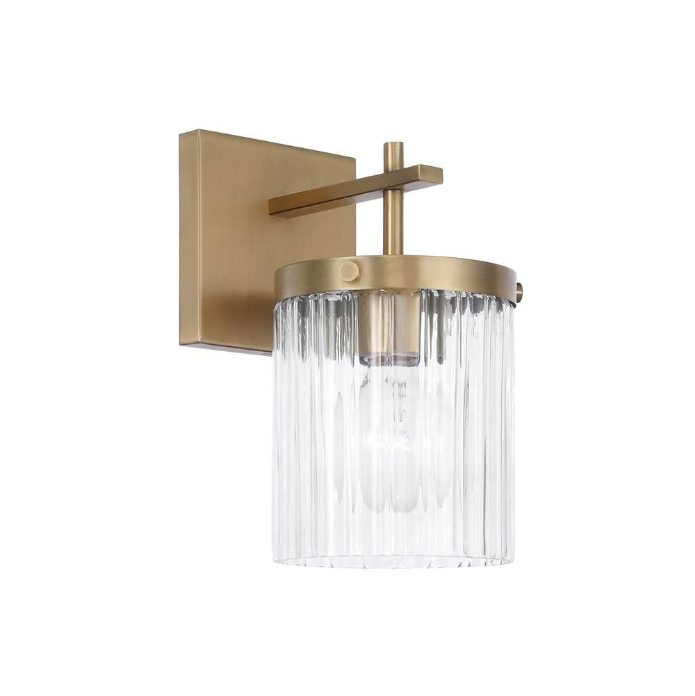 Capital Lighting 656211AD-555 Aged Brass 5.5'' W X 10.75'' H 1-light Sconce In Aged Brass With Clear Beveled Fluted Glass Image 1
