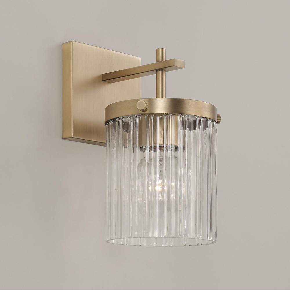 Capital Lighting Vaughn 5.5'' W X 10.75'' H 1-light Sconce In Aged Brass With Clear Beveled Fluted Glass
