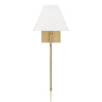 Capital Lighting 656611AD-714 Aged Brass 8.5'' W X 10.25'' H 1-light Swivel Armed Sconce In Aged Brass And Tapered White Fabric Shade With Optional Plug-in And Cord Cover Image 5